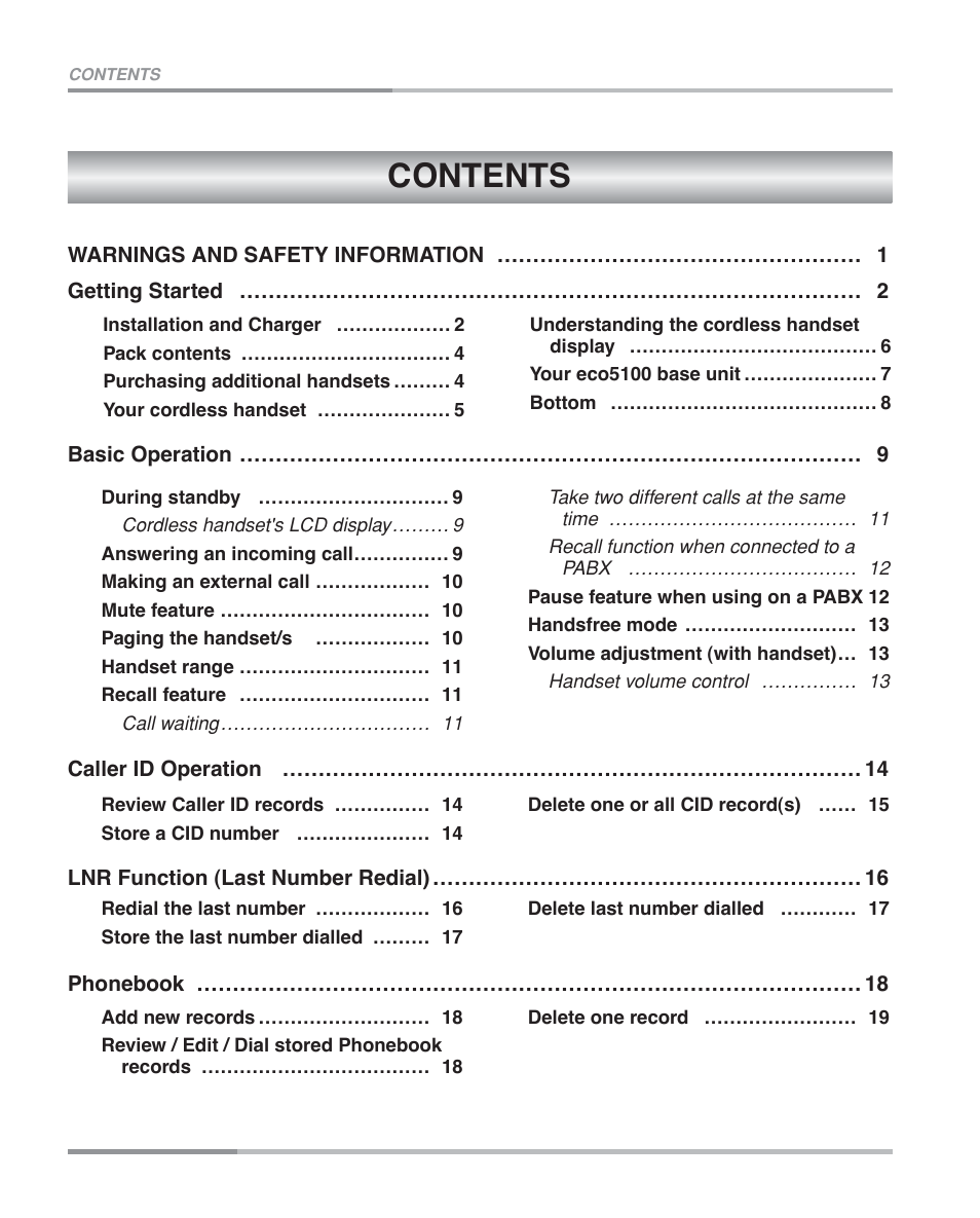 Oricom eco5100 Series User Manual | Page 2 / 44