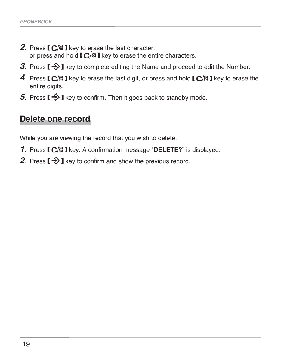 Delete one record | Oricom eco5100 Series User Manual | Page 22 / 44