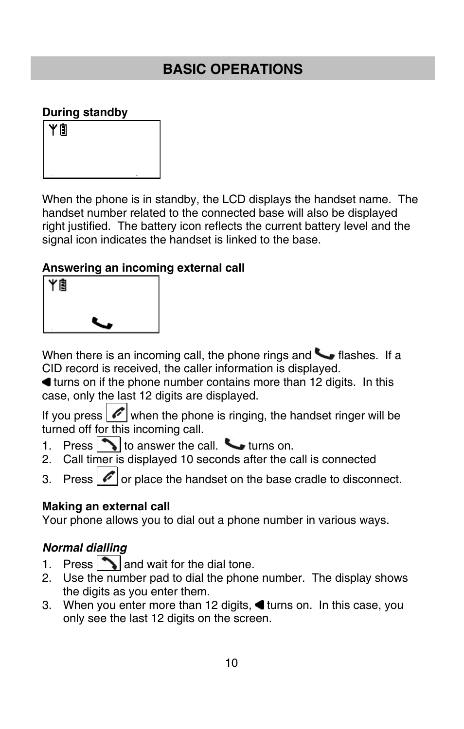 Basic operations | Oricom P900 User Manual | Page 10 / 35