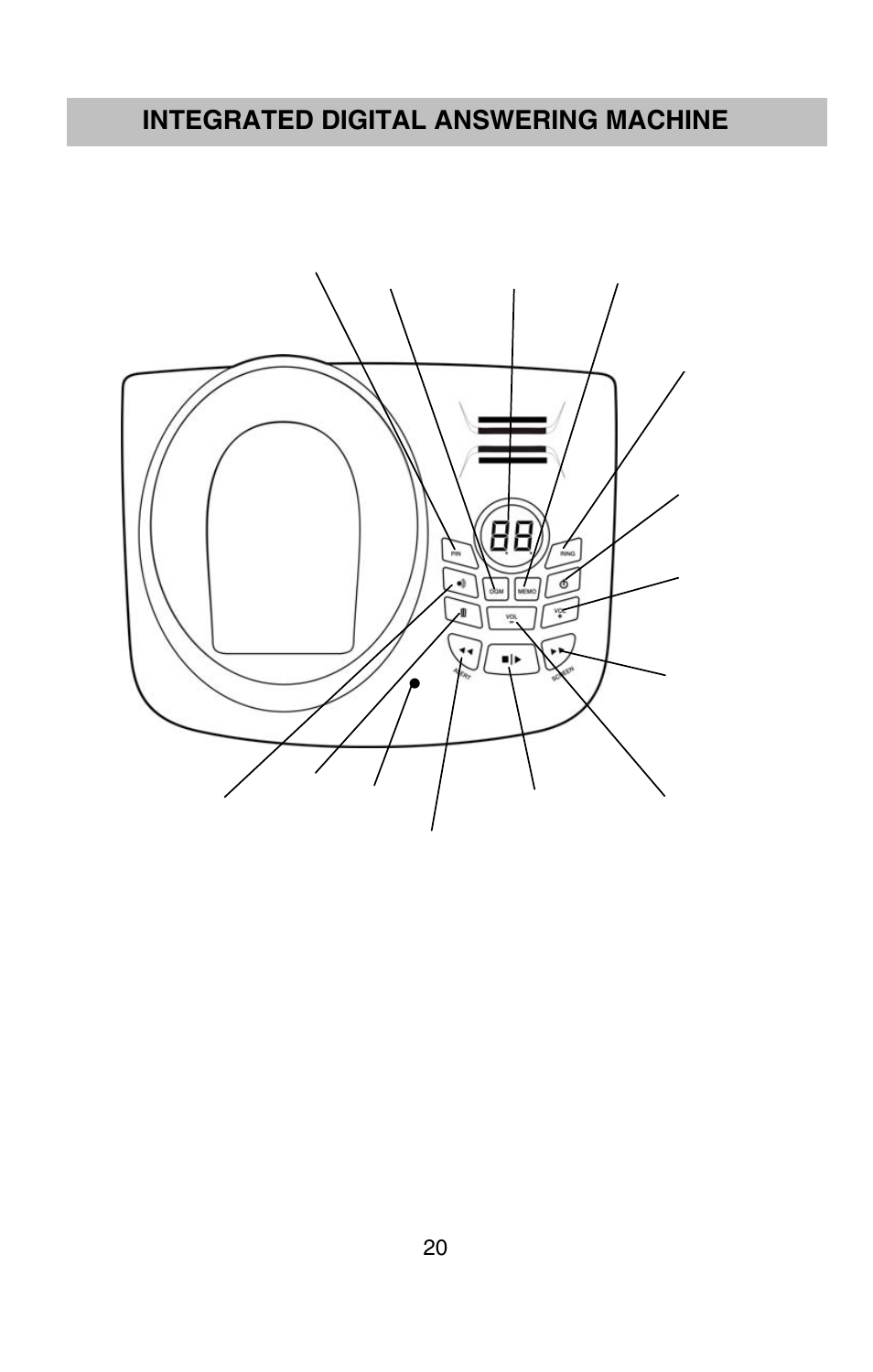 Integrated digital answering machine | Oricom P900 User Manual | Page 20 / 35