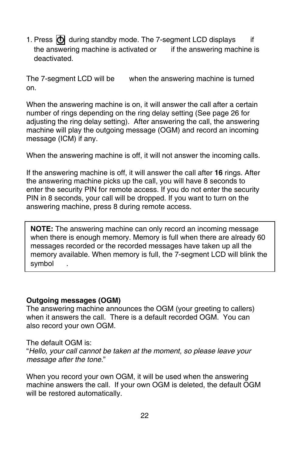 Oricom P900 User Manual | Page 22 / 35