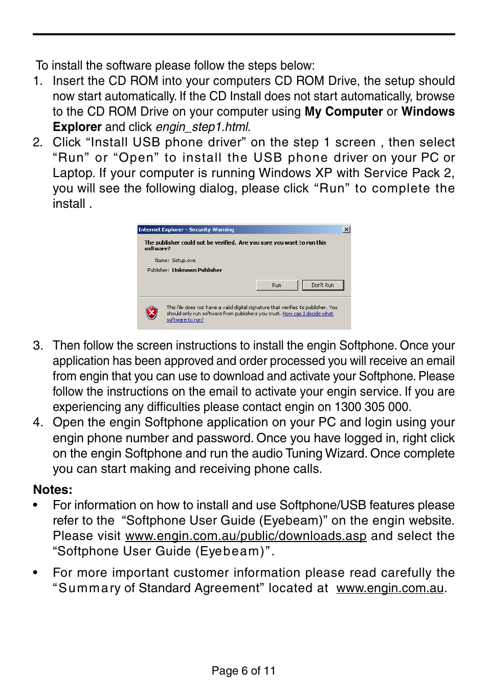 Installing the software | Oricom IP-7 User Manual | Page 6 / 11