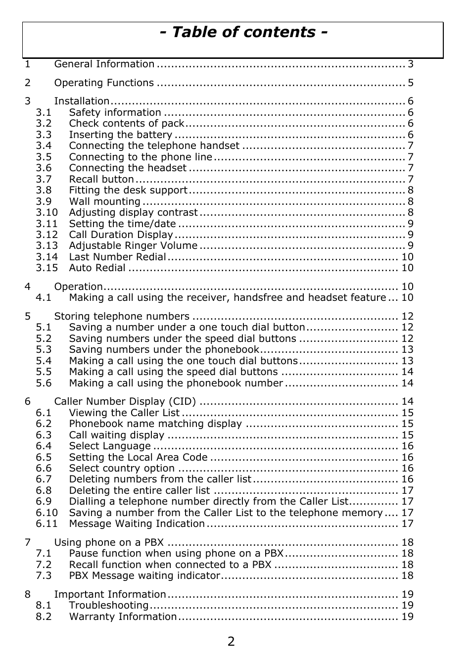 Oricom TP29 User Manual | Page 2 / 19