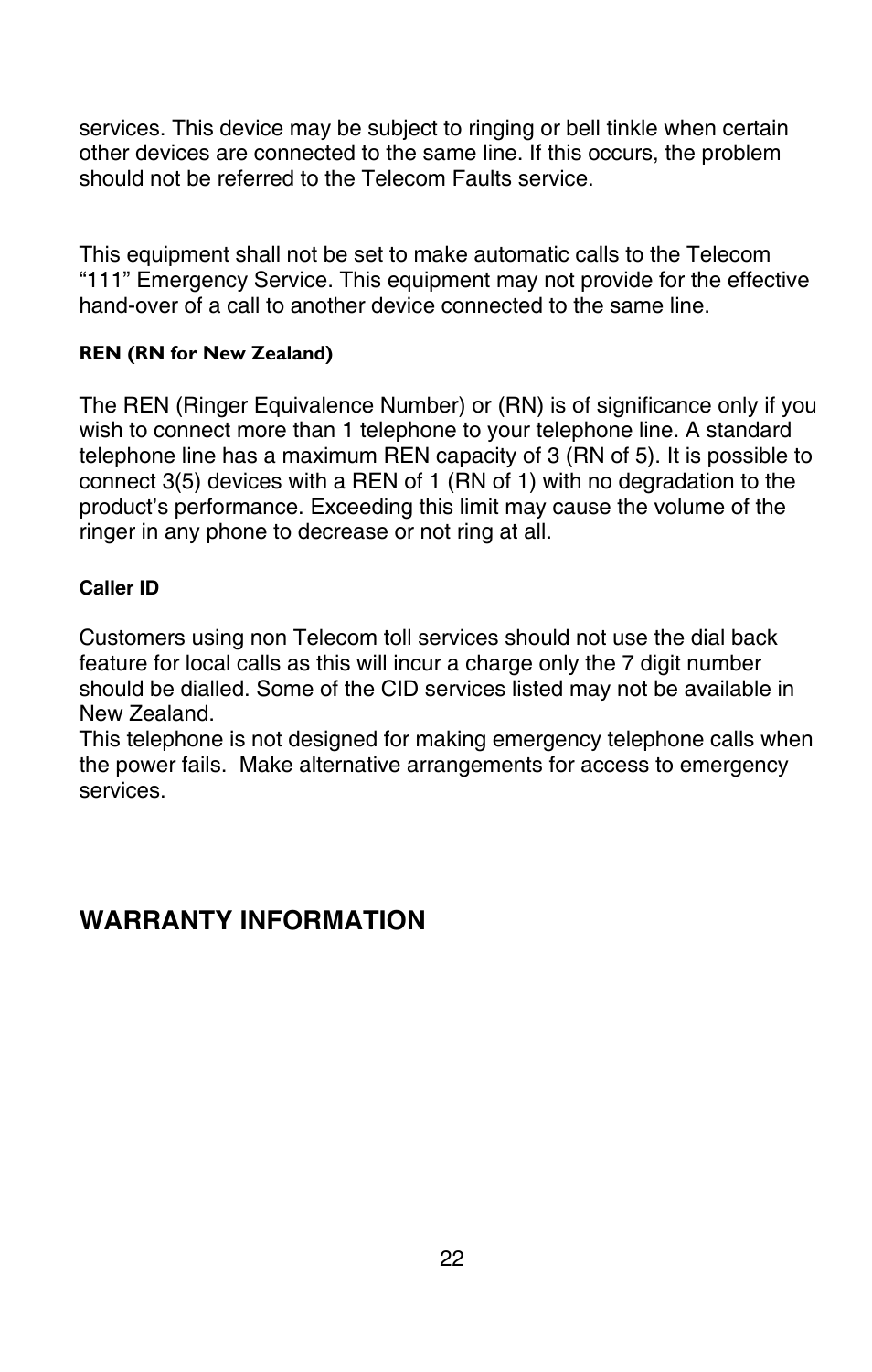 Warranty information | Oricom P80 User Manual | Page 22 / 23