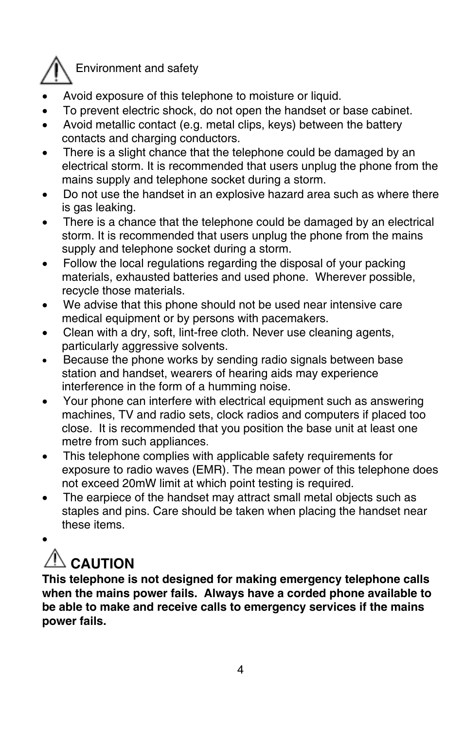 Caution | Oricom P80 User Manual | Page 4 / 23