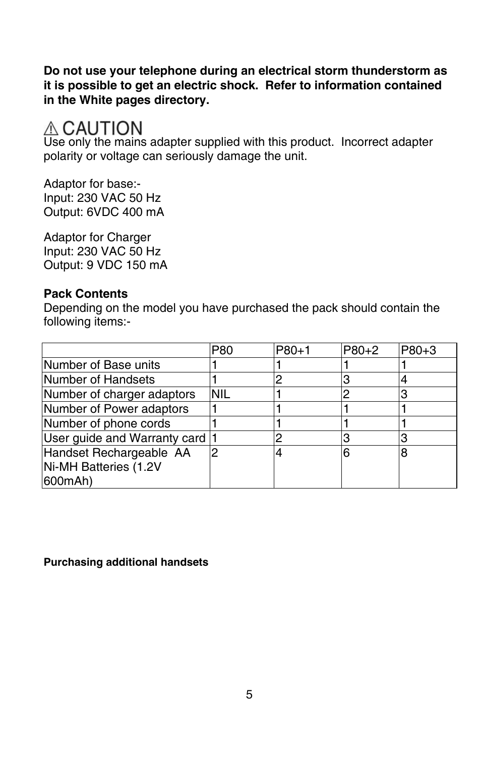 Oricom P80 User Manual | Page 5 / 23