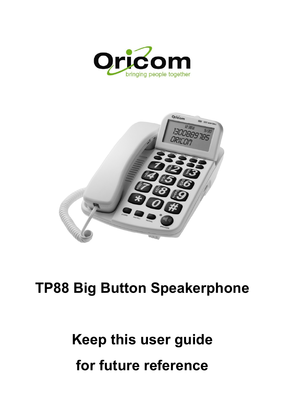 Oricom TP88 User Manual | 20 pages