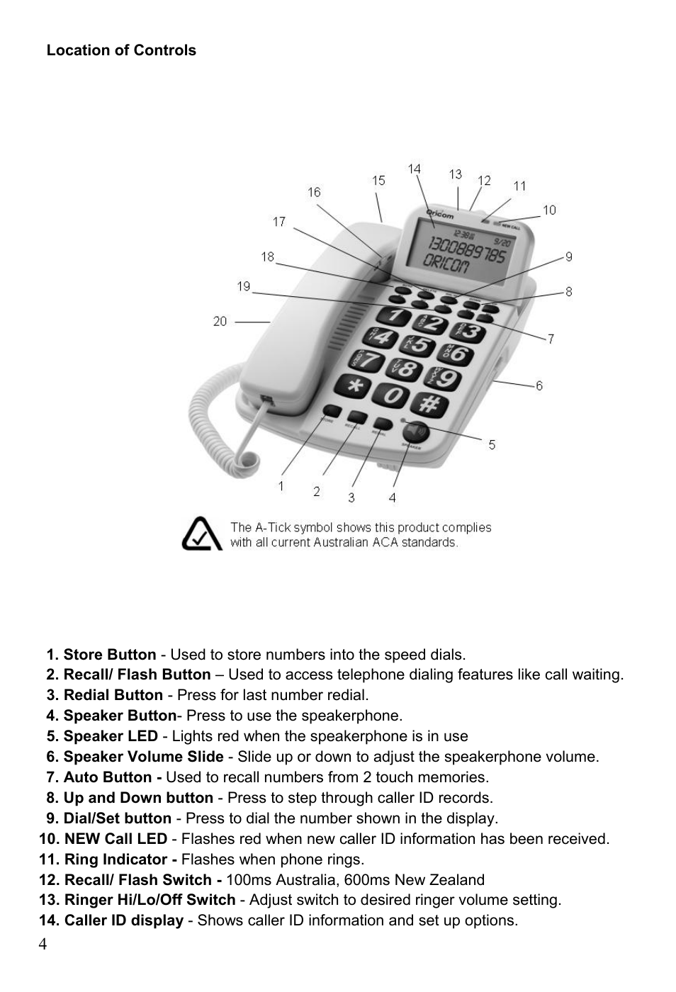 Oricom TP88 User Manual | Page 4 / 20