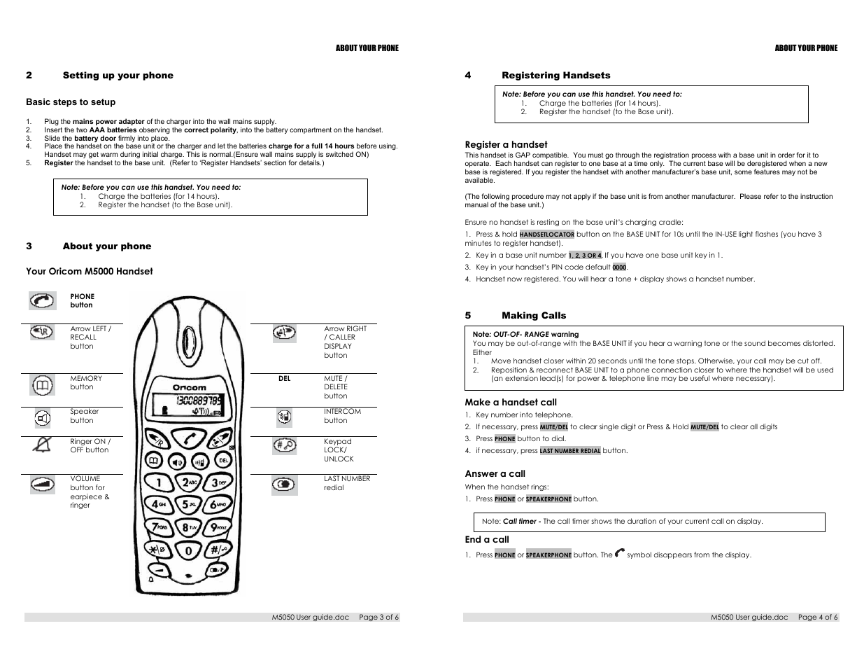 Oricom M5050 User Manual | Page 2 / 3