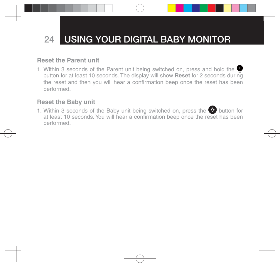 Using your digital baby monitor | Oricom SECURE 310 User Manual | Page 24 / 32