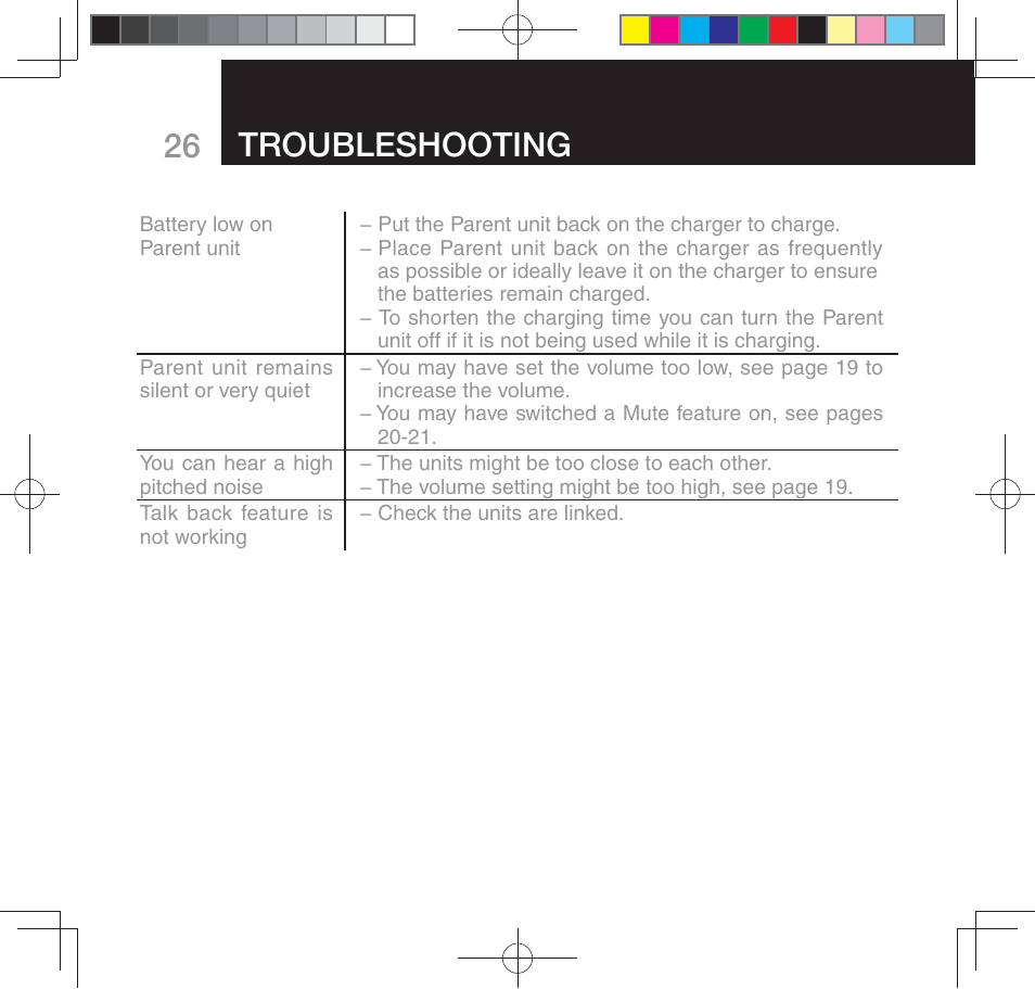 26 troubleshooting | Oricom SECURE 310 User Manual | Page 26 / 32