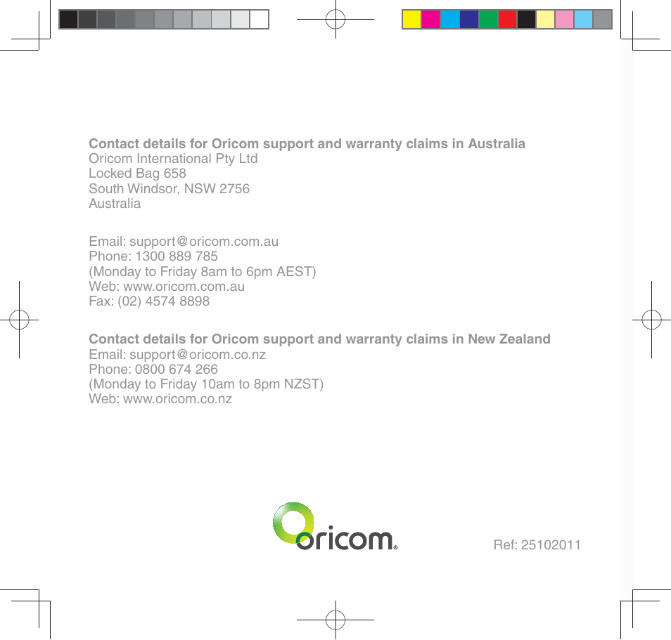 Oricom SECURE 310 User Manual | Page 32 / 32