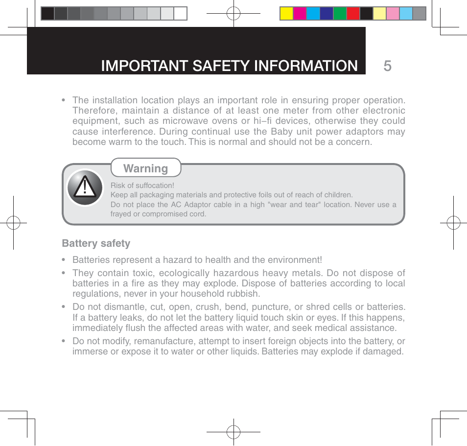 5important safety information | Oricom SECURE 310 User Manual | Page 5 / 32