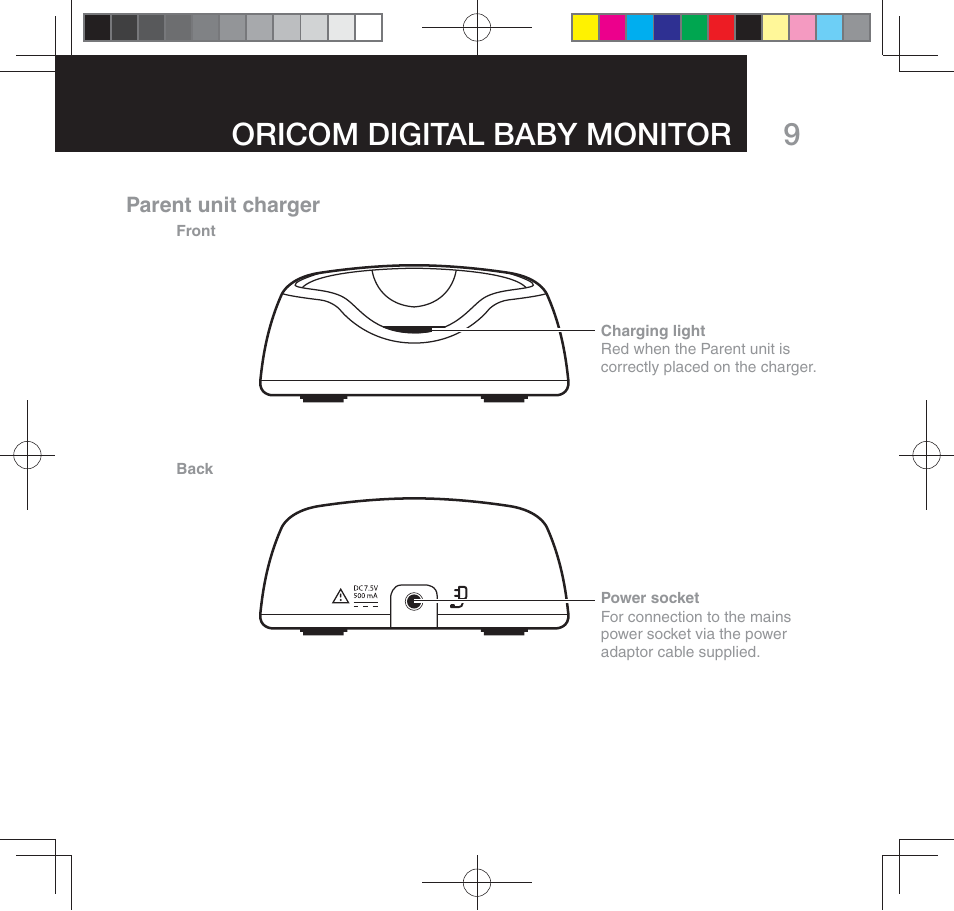 9oricom digital baby monitor | Oricom SECURE 310 User Manual | Page 9 / 32