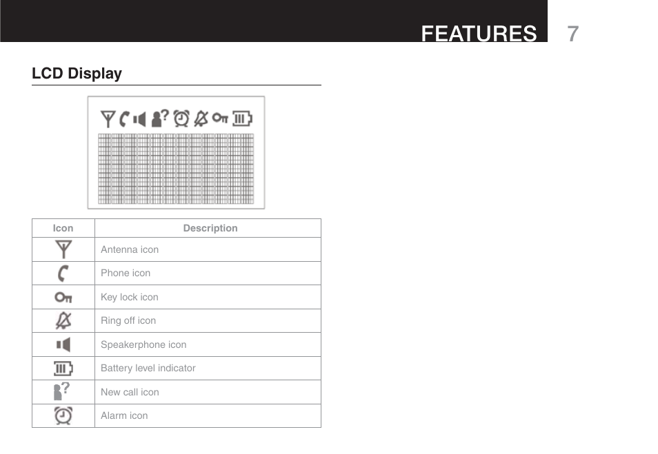 7features, Lcd display | Oricom ECO90 User Manual | Page 9 / 32