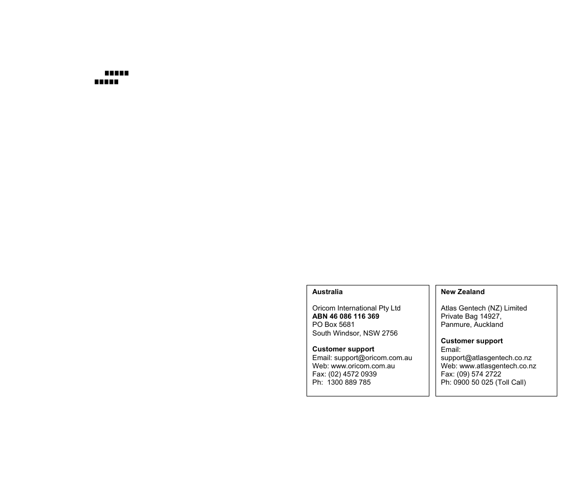 Appendix: default settings, Warranty information | Oricom DECT MI40 User Manual | Page 36 / 36