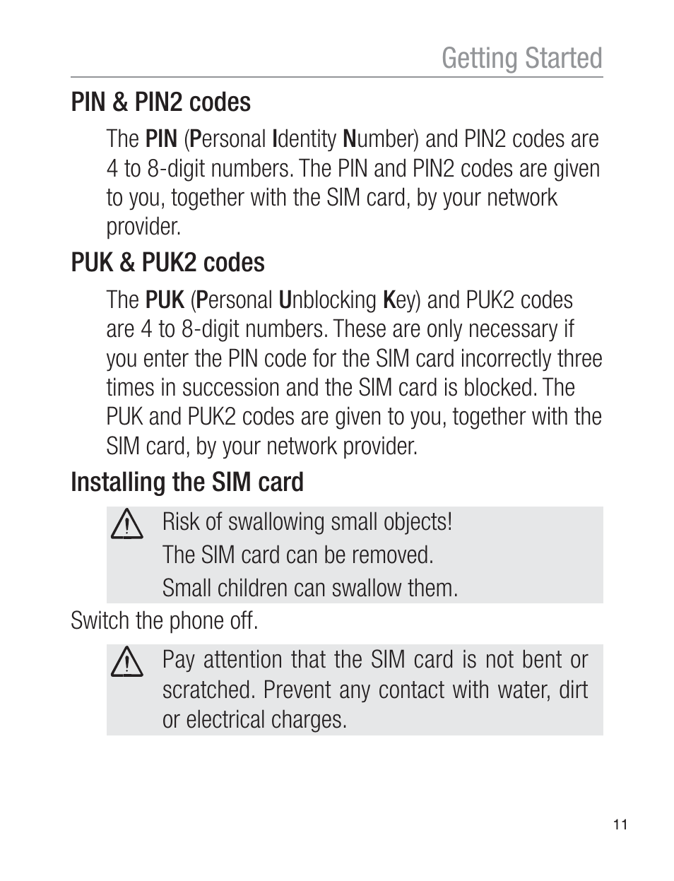 Getting started | Oricom EZY120 User Manual | Page 11 / 68