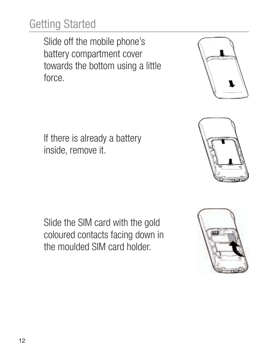 Getting started | Oricom EZY120 User Manual | Page 12 / 68