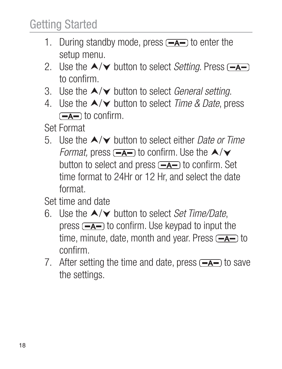 Getting started | Oricom EZY120 User Manual | Page 18 / 68