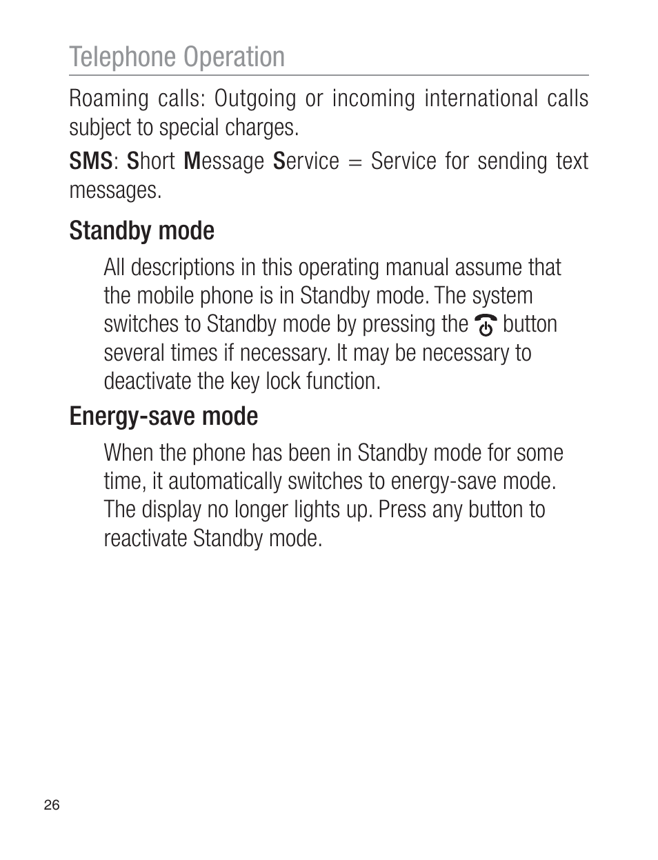 Telephone operation | Oricom EZY120 User Manual | Page 26 / 68