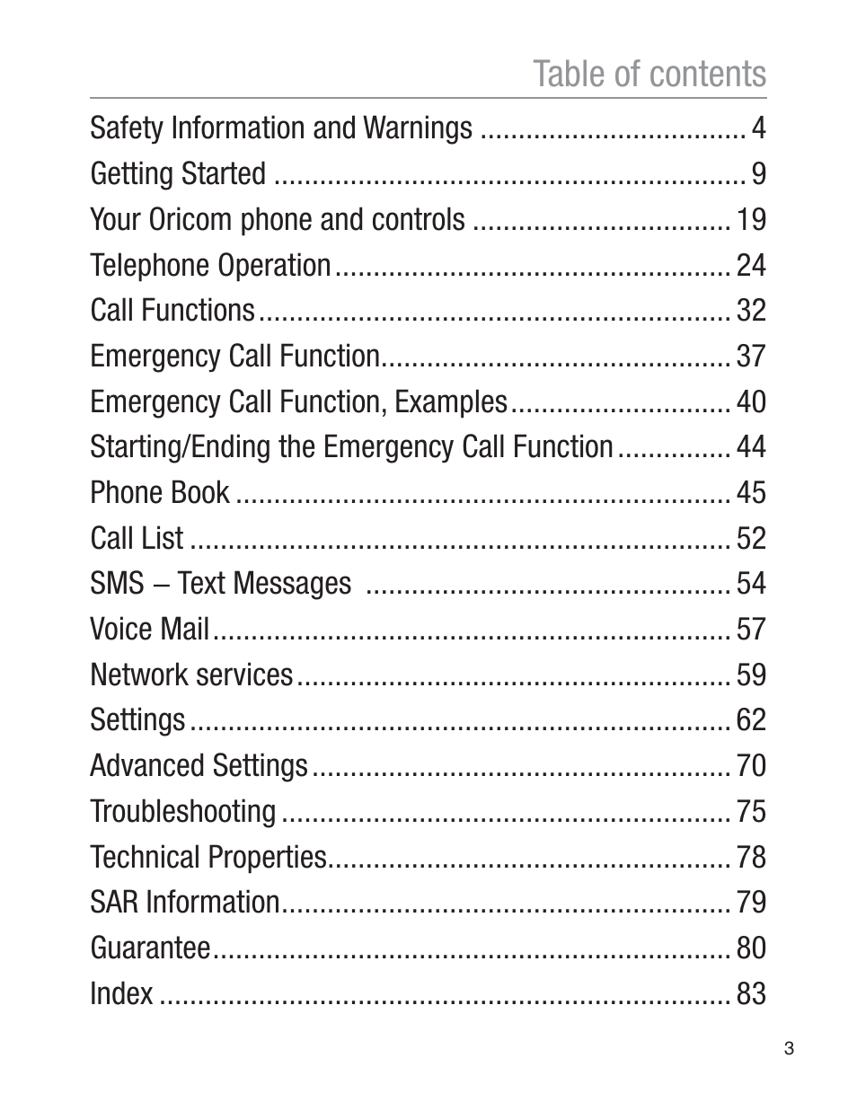 Oricom EZY120 User Manual | Page 3 / 68