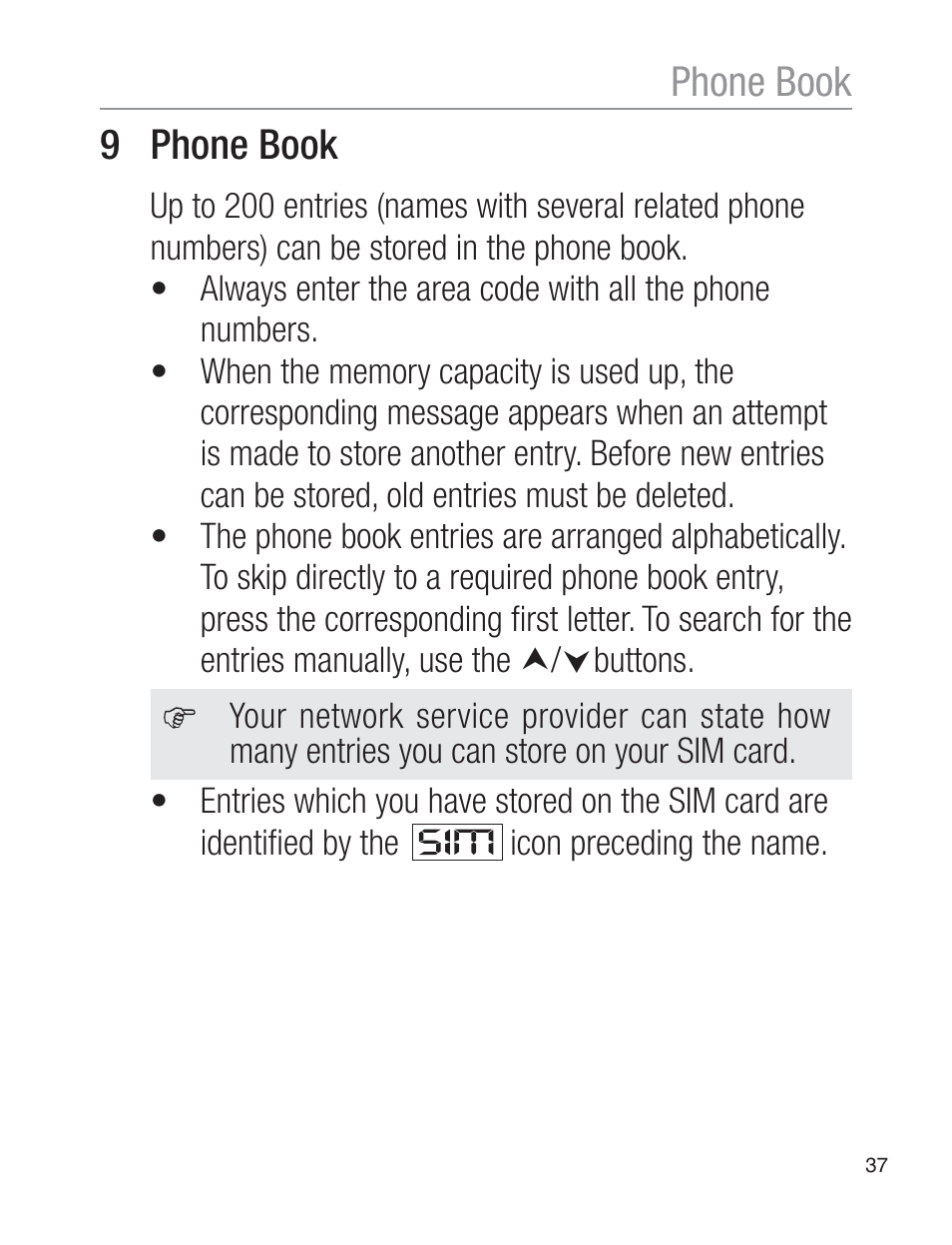 Phone book 9 phone book | Oricom EZY120 User Manual | Page 37 / 68