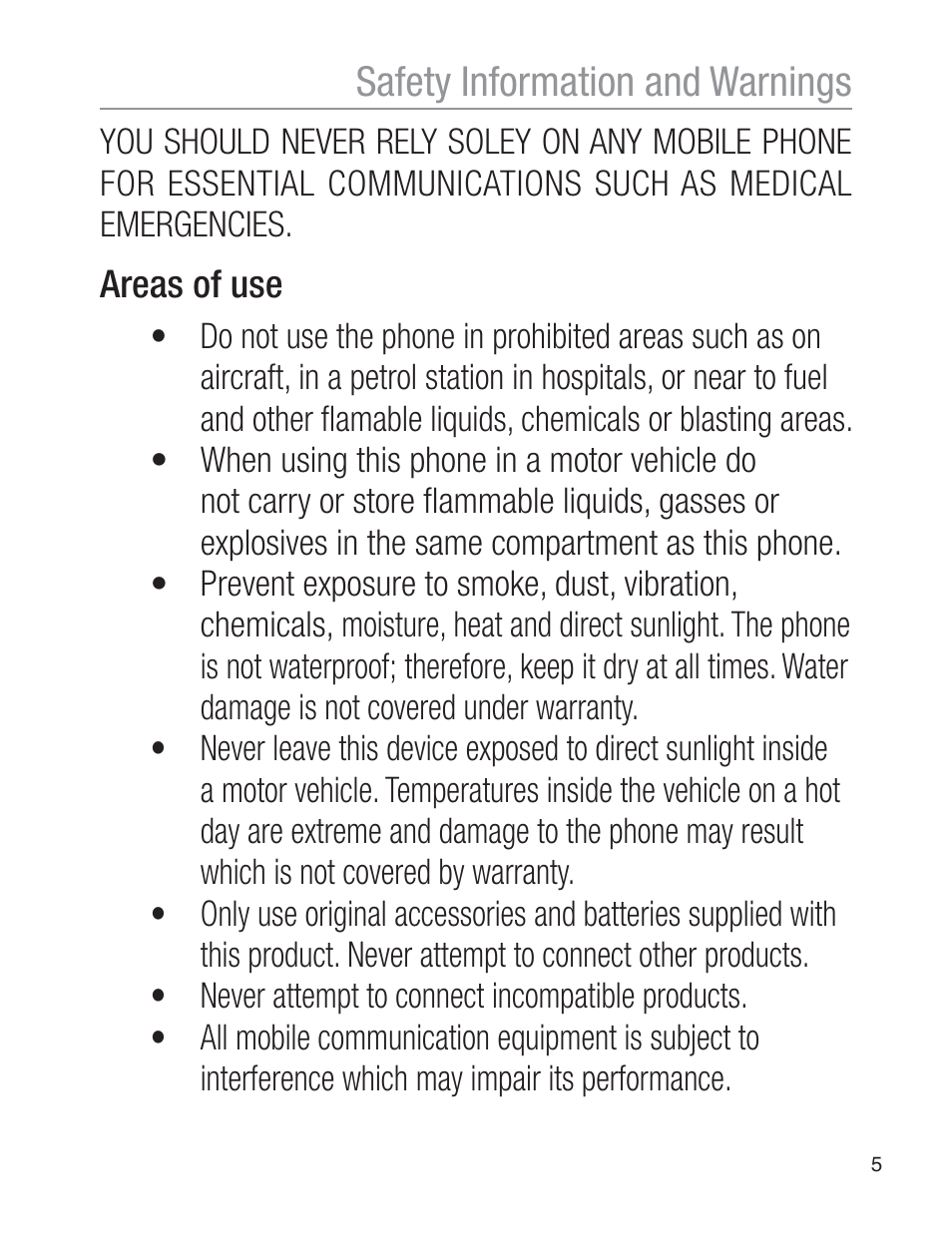 Safety information and warnings | Oricom EZY120 User Manual | Page 5 / 68