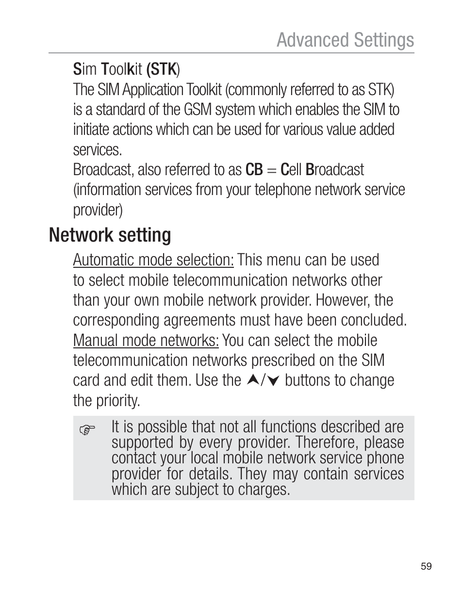 Network setting, Advanced settings | Oricom EZY120 User Manual | Page 59 / 68