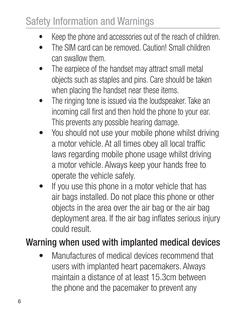 Safety information and warnings | Oricom EZY120 User Manual | Page 6 / 68