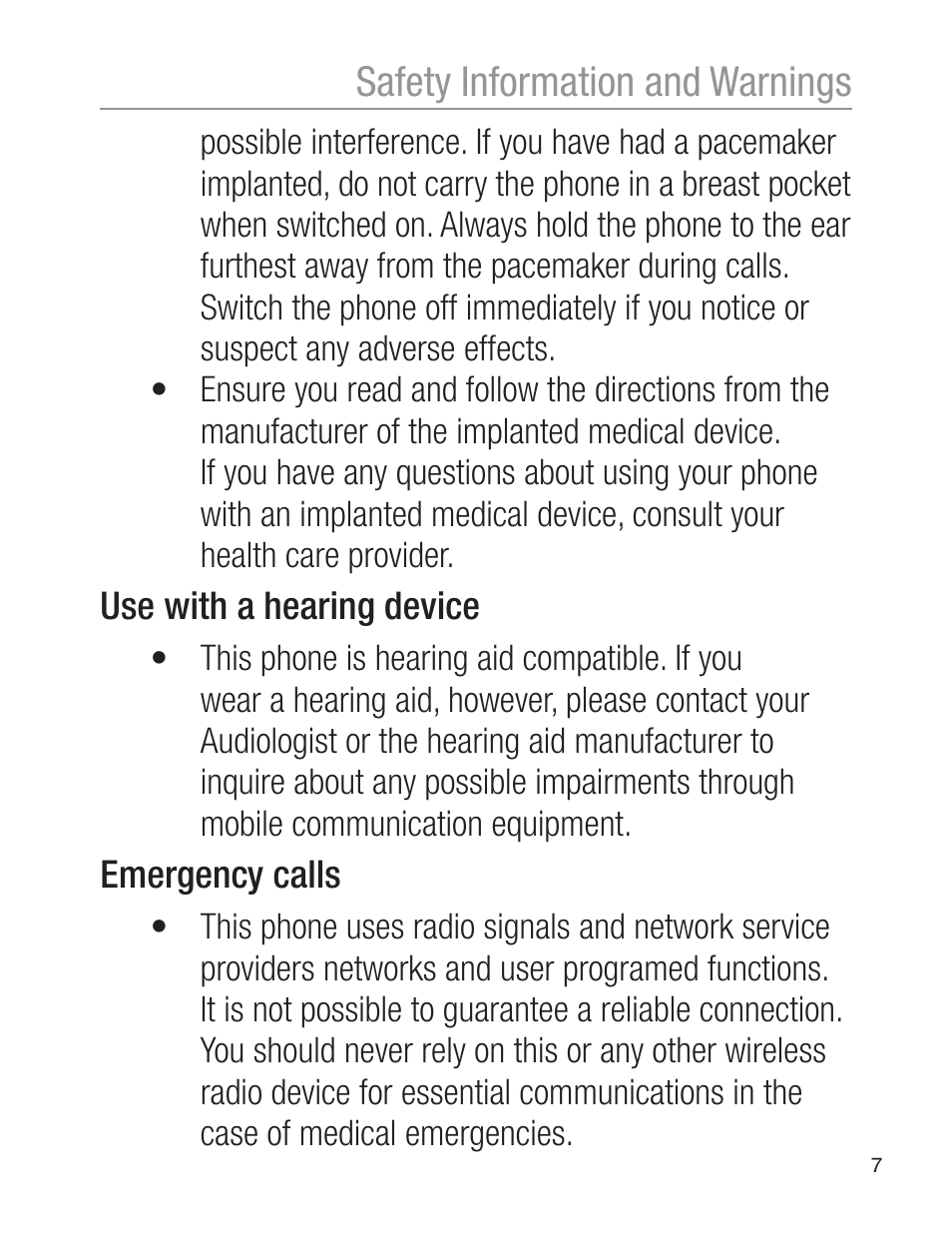 Safety information and warnings | Oricom EZY120 User Manual | Page 7 / 68