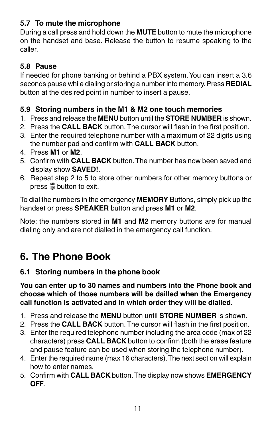 The phone book | Oricom TP150 User Manual | Page 12 / 24