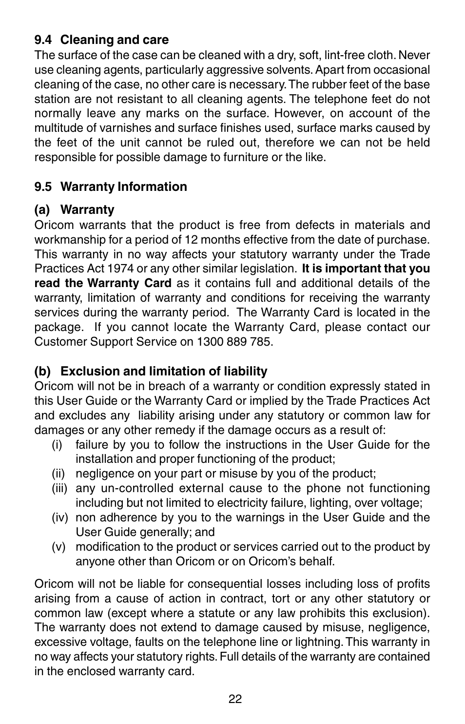 Oricom TP150 User Manual | Page 23 / 24