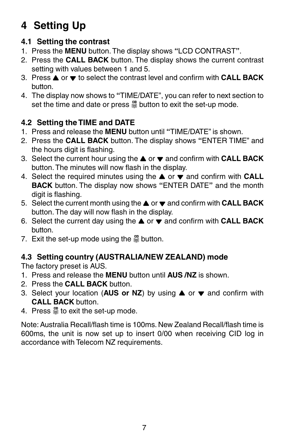 4 setting up | Oricom TP150 User Manual | Page 8 / 24