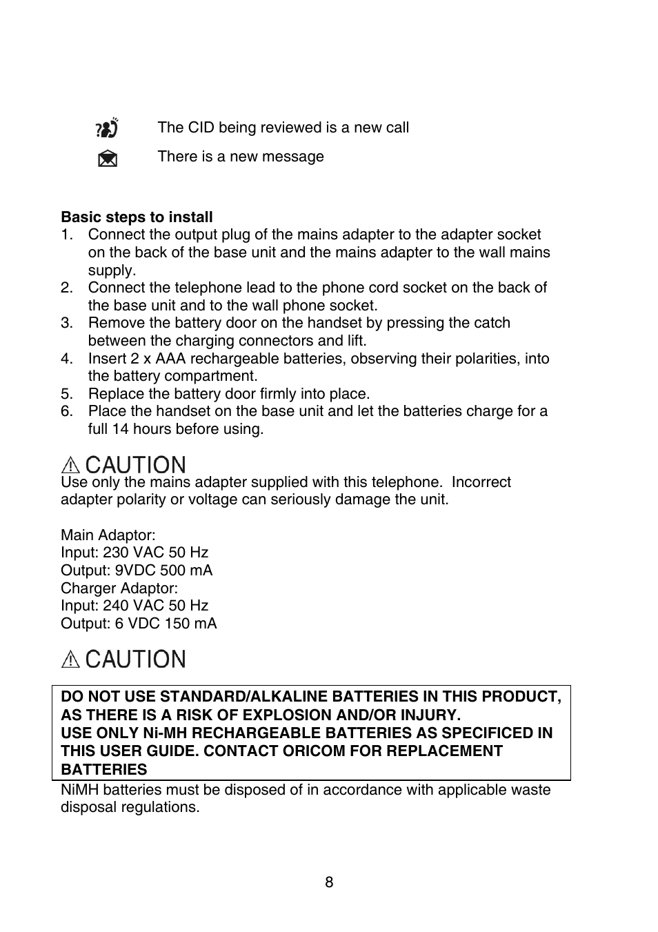 Oricom P700 User Manual | Page 8 / 35