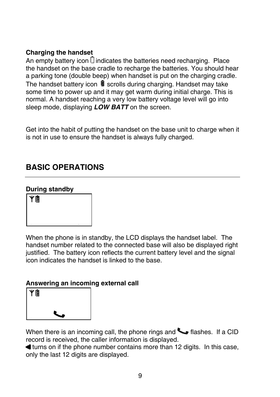 Basic operations | Oricom P700 User Manual | Page 9 / 35