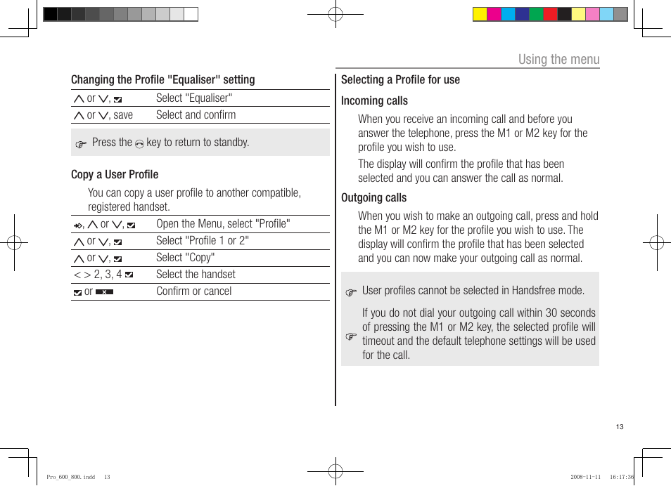 Oricom pro600 DECT User Manual | Page 15 / 40