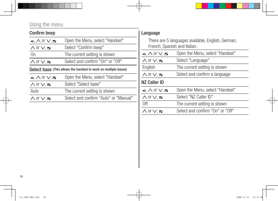 Oricom pro600 DECT User Manual | Page 18 / 40