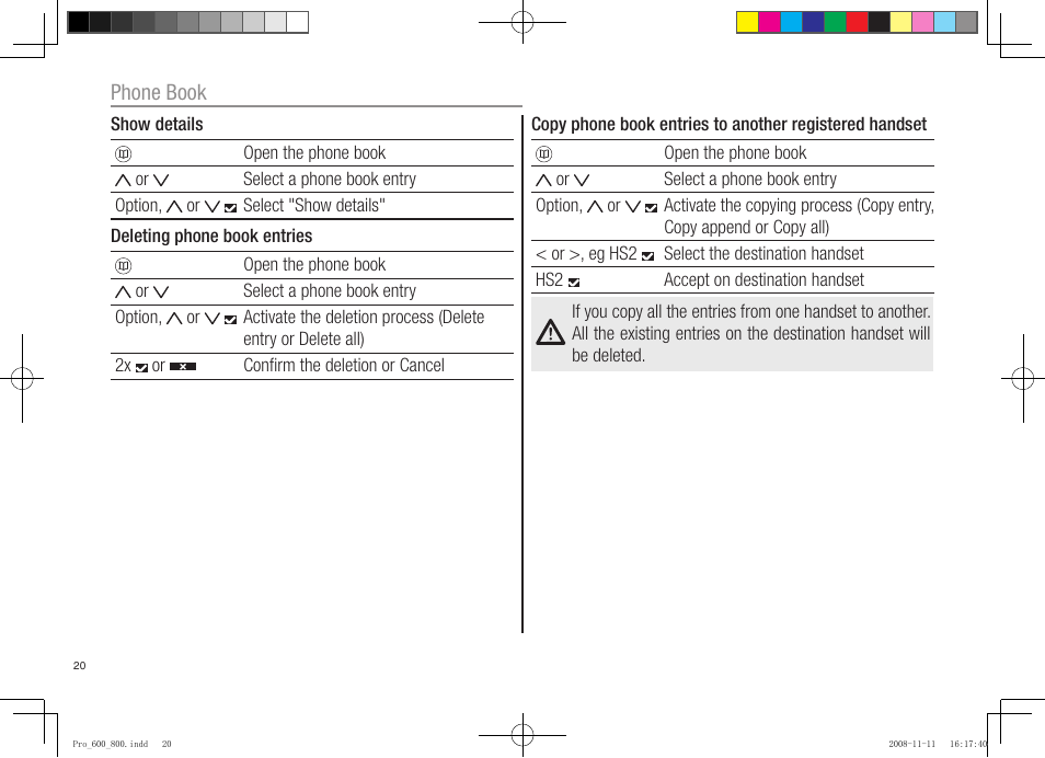 Oricom pro600 DECT User Manual | Page 22 / 40