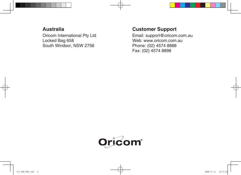 Oricom pro600 DECT User Manual | Page 40 / 40