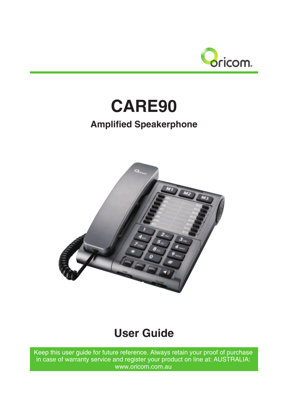 Oricom CARE90 User Manual | 20 pages