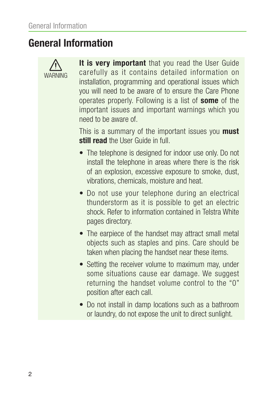General information | Oricom CARE90 User Manual | Page 4 / 20