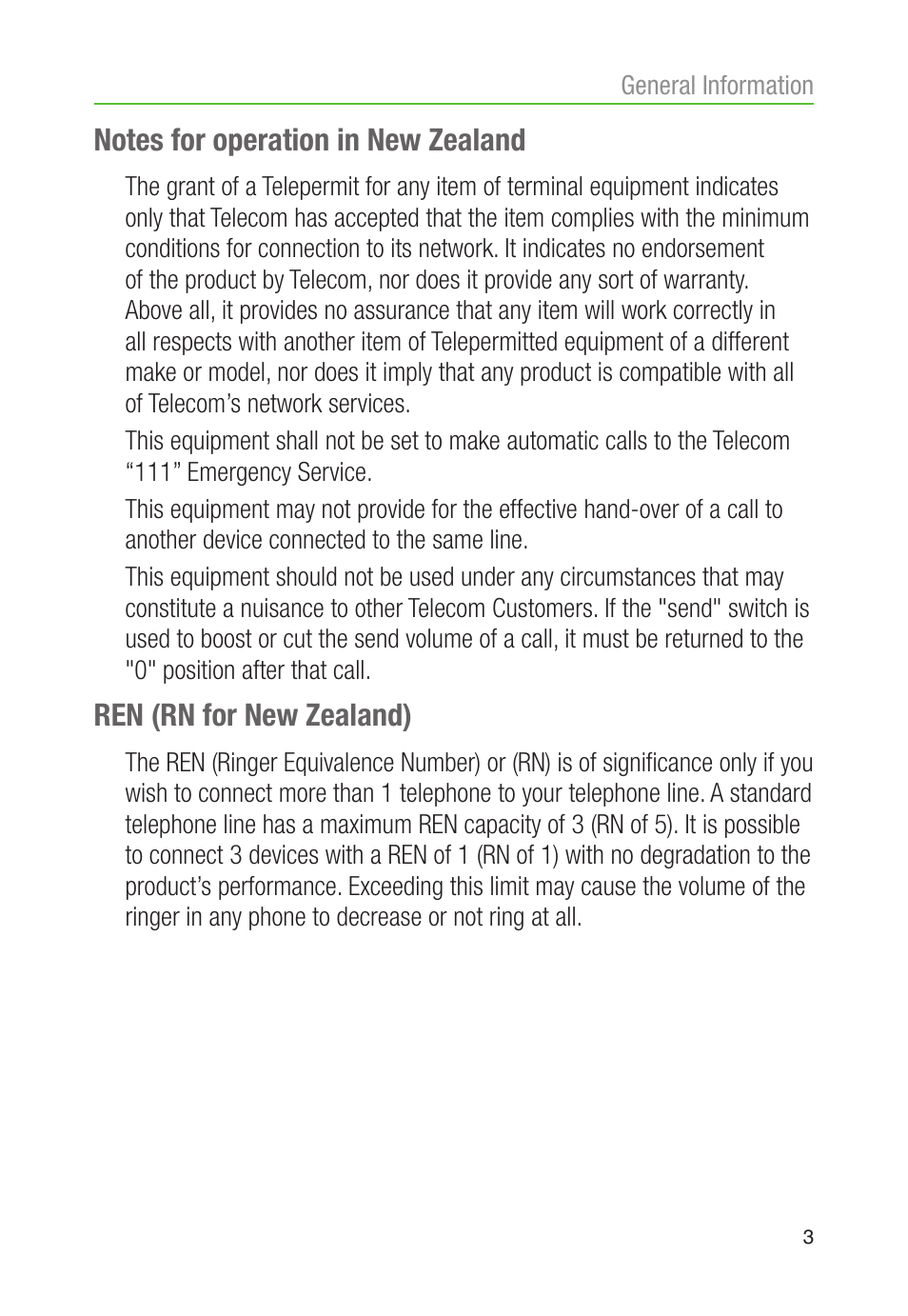 Ren (rn for new zealand) | Oricom CARE90 User Manual | Page 5 / 20