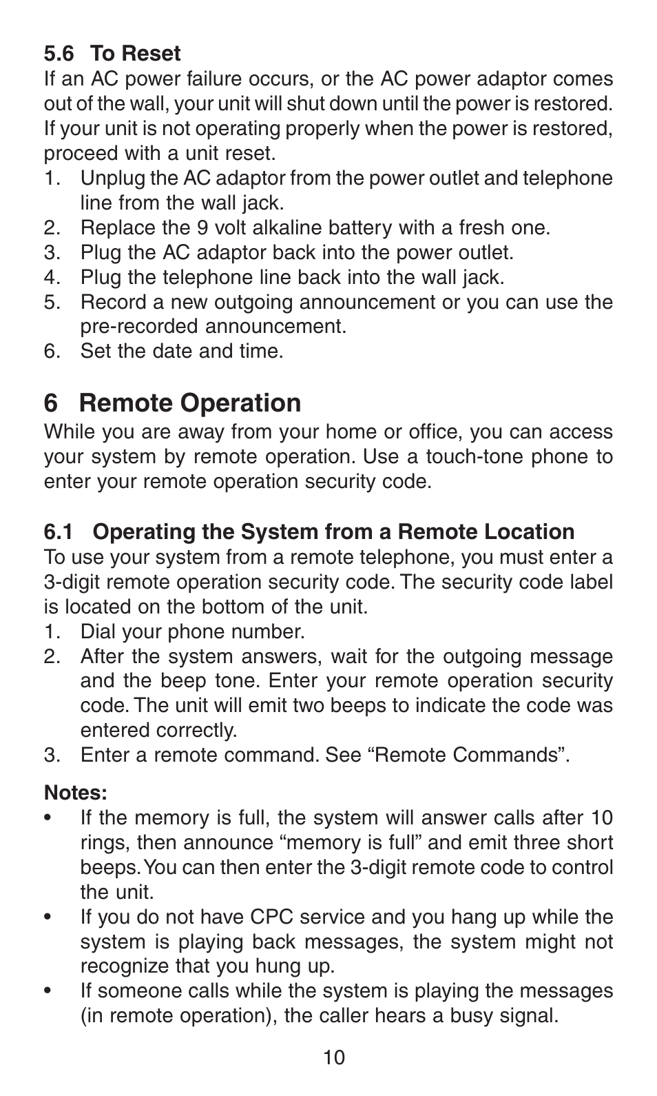 6 remote operation | Oricom AM100 User Manual | Page 11 / 14