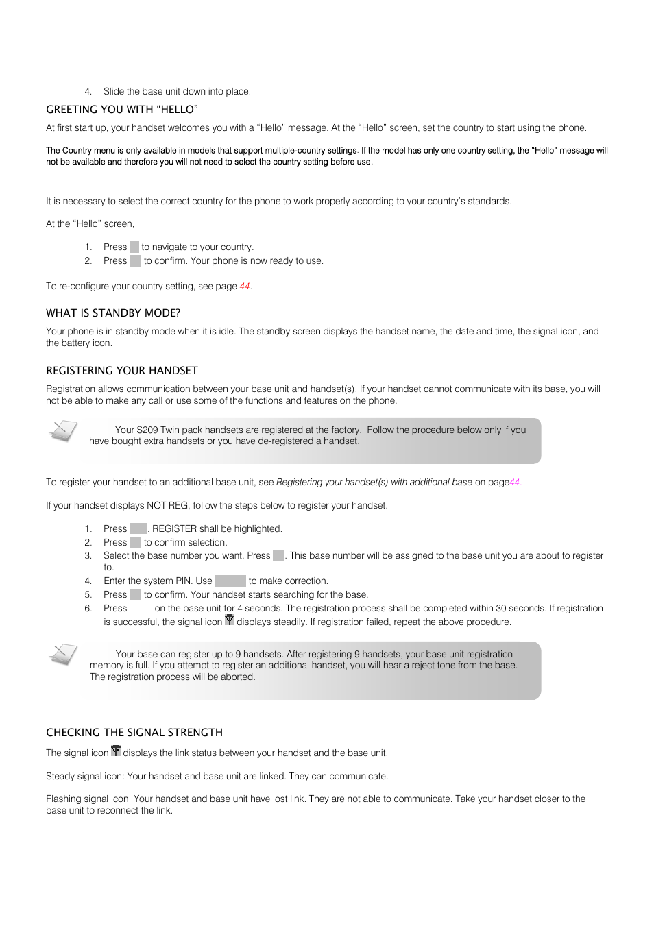 Call | Oricom S209 User Manual | Page 13 / 54
