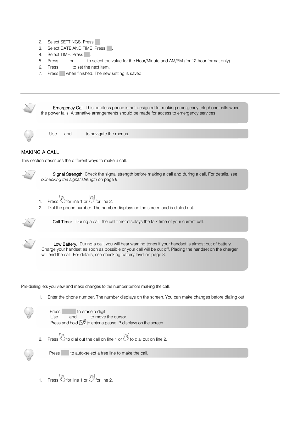 Call | Oricom S209 User Manual | Page 15 / 54