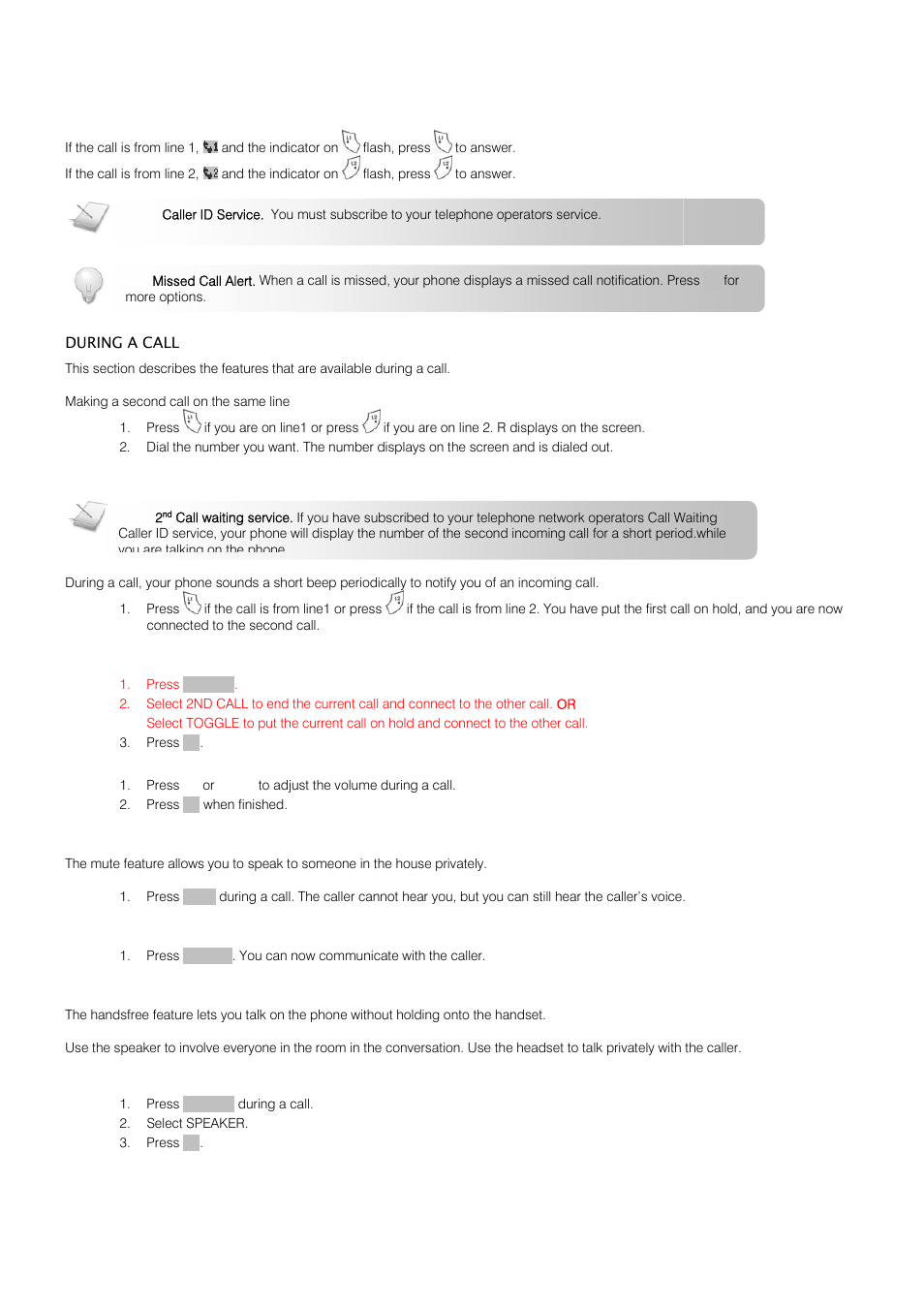 Call | Oricom S209 User Manual | Page 18 / 54