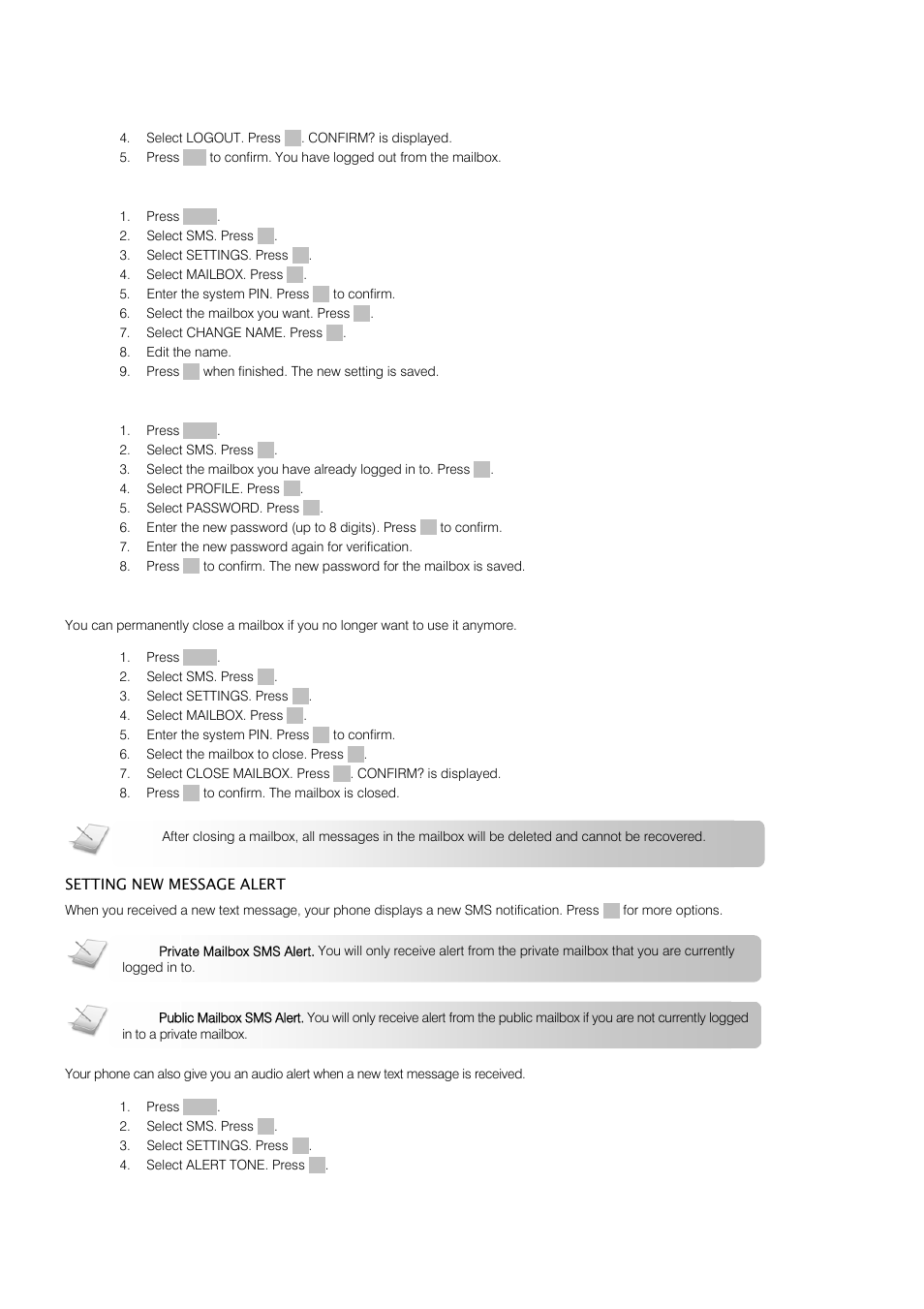 Sms text messaging | Oricom S209 User Manual | Page 26 / 54