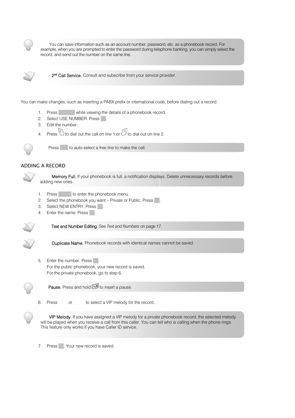 Call log | Oricom S209 User Manual | Page 32 / 54