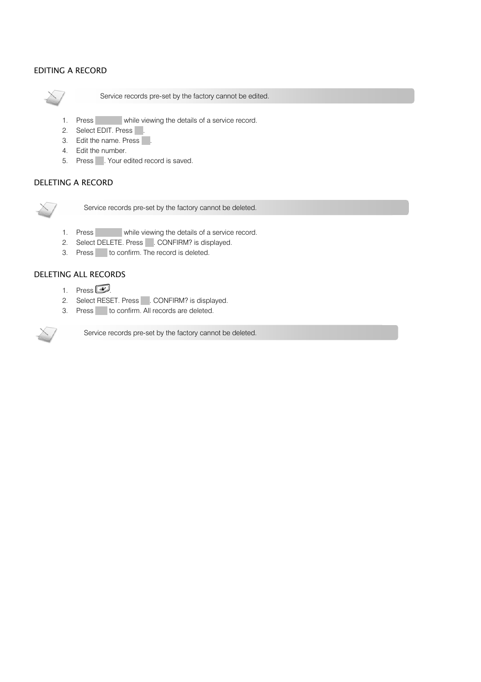 Services directory | Oricom S209 User Manual | Page 38 / 54