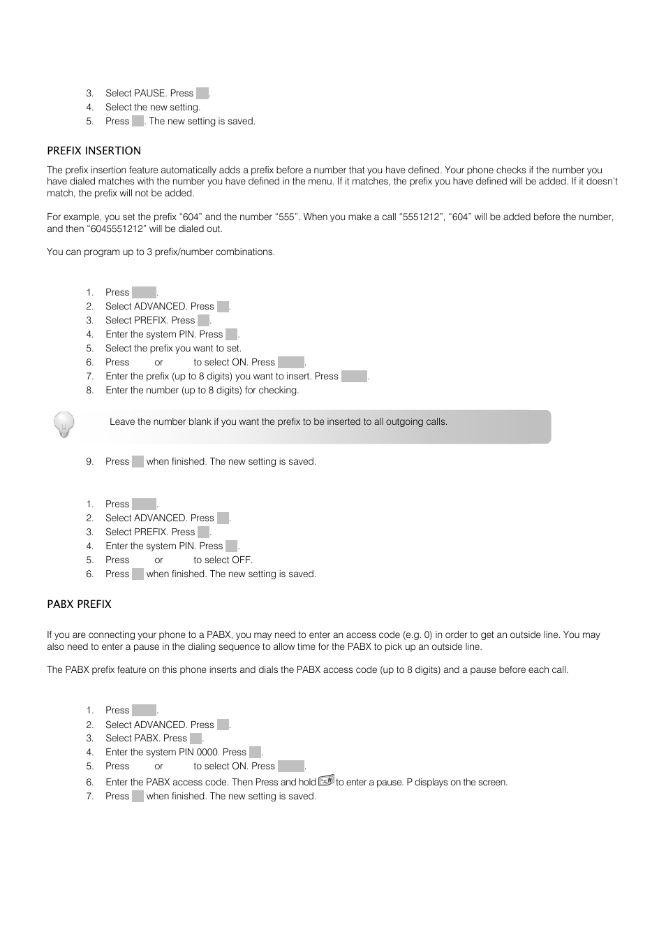 Calling features | Oricom S209 User Manual | Page 44 / 54